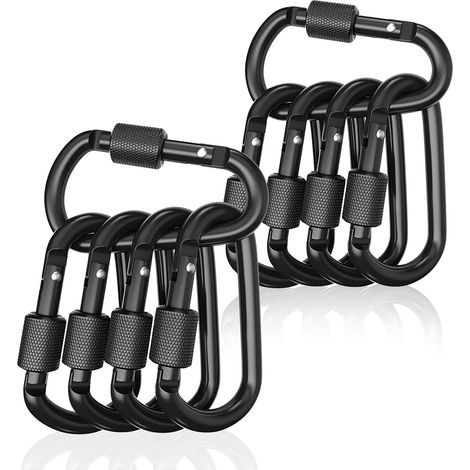 10 pcs Mousqueton en Alliage d'Aluminium,Adapté à la Randonnée en Plein Air, à la Pêche et Aux Tentes (1/5)