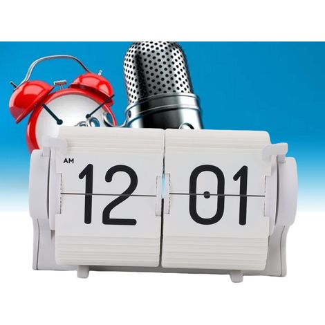 Reloj de mesa USB con mecanismo plegable, esfera mecánica moderna con función de plegado automático, función de alarma y recordatorio para salón u oficina, PVC blanco, 11 cm (1/5)