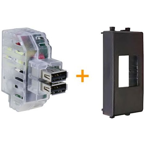 Fanton caricatore doppia presa USB AA 5V 2,4A Compatibile AVE Tekla 44 Nero