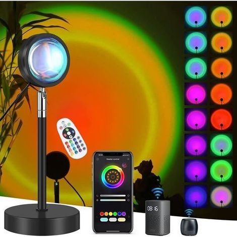 Lampada tramonto, 16 colori, rotazione a 180°, proiettore tramonto con telecomando e controllo tramite app intelligente. (1/4)
