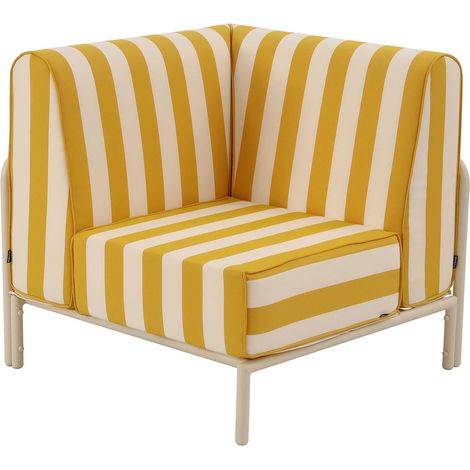 Fauteuil d'angle rayé pour salon de jardin modulable tissu jaune clair - Patio