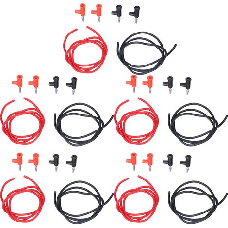 5 Ensembles de Câbles de Test Banane 4mm 1mm² 30V AC 60V DC 19A pour Électronique (1/5)