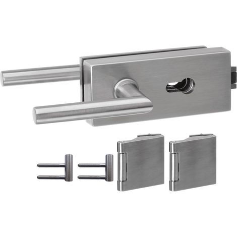 Beschlag-Set Angolare Edelstahl für Glas-Drehtür 3 x Dreiteilige Bänder