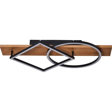 Lámpara de techo moderna con LED integrados metal acabado de imitación madera formas geométricas negro Aire (1/5)
