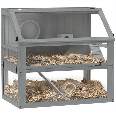 Cage pour rongeur Cage pour hamster 3 niveaux avec base profonde (1/5)