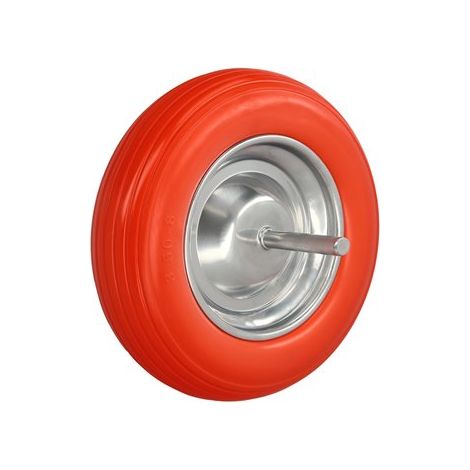 WOLFPACK LINEA PROFESIONAL Rueda Carretilla Obra/Jardin Maciza Llanta Acero Plus" Naranja Impinchable, Con Eje Ø 19 mm Rueda Ø 35 cm" (1/6)
