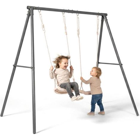 Columpio doble de jardín - Acero - Beige - 209 x 142 x 182 cm