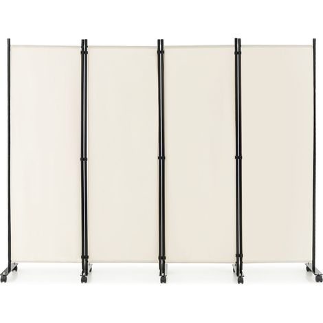 Biombo enrollable juego de 1 225 x 30 x 173 cm fácil de mover diseño moderno metal blanco 200020466