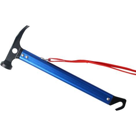 CSPARKV Campinghammer mit Haken, 30 cm Aluminium-Zelthammer, Outdoor-Campinghammer, multifunktionaler Zeltpflockhammer (Blau) (1/5)
