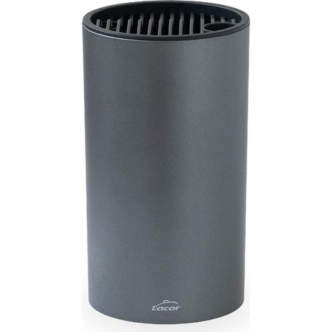 Bloc de couteaux, bloc de couteau universel, Bloc cylindrique en polypropylène avec revêtement TPR et finition métallique (1/5)