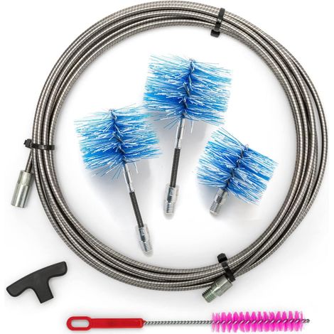 1 Kit Ramonage Poêle À Granulés, Conduit Fumée Ø80 100 120mm, Longueur 9m, Hérisson Articulé Standard, Raccord M12