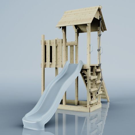 PolarPlay Balcony Tower Kids Wooden Climbing Frame - Una Mist (1/5)