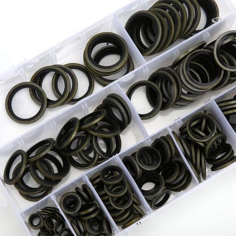 180pcs joints de bouchon de vidange d'huile mis M6-M24 rondelles d'écrasement d'huile zingué collé anneau de scellage kit attaches pour l'industrie mécanique avec boîte en plastique (1/5)
