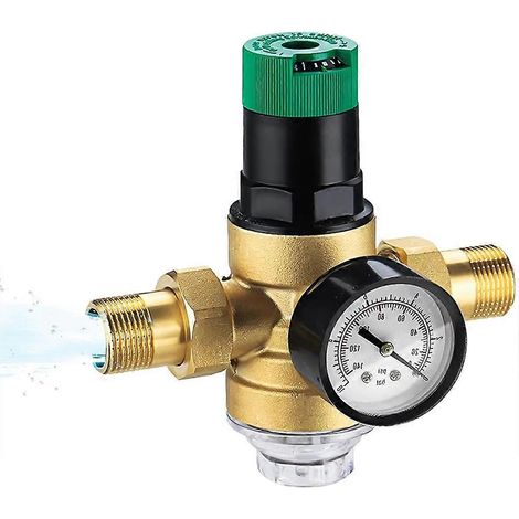 Régulateur de pression d'eau 3/4 pouce, avec manomètre et filtre à mailles. (1/5)