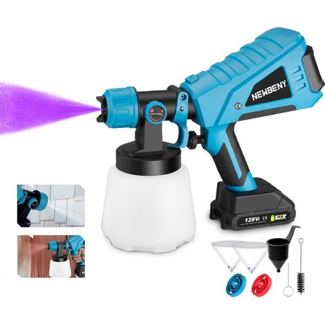 Pistolet à peinture sans fil 800w 1000ml 3 buse Pulvérisateur de peinture électrique - Outil de pulvérisation pour makita 18v - ONEVAN - Bleu avec 2 batterie 128vf