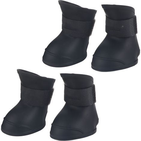 Bottes imperméables en Silicone pour chien, 4 pièces, mignonnes, antidérapantes, chaussures de protection contre la pluie (L noir) (1/5)