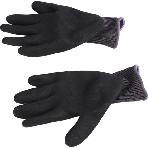 Gants de travail en nitrile (1 paire), gants de sécurité pour jardinage, entretien et entrepôt, unisexes, noir et gris. (1/5)