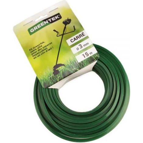 Fil débroussailleuse Greentek carré 3 mm x 15 m (1/4)
