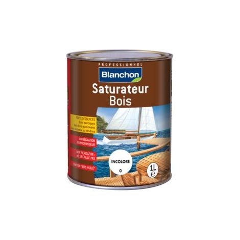 Blanchon – Saturateur bois incolore pour terrasses et menuserie extérieures – 1 L – Aspect mat, haute durabilité sur bois dur et résineux