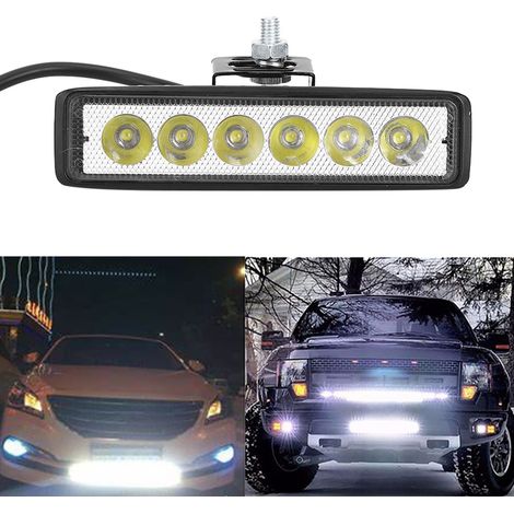 Feux de travail à LED 6 ampoules 12V 18W pour véhicule, feu diurne de modification, étanche IP67, noir (1/5)
