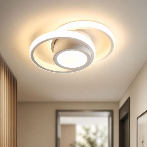 Plafonnier LED blanc design fin 32W, éclairage 3 couleurs sans scintillement, anti-humidité et anti-insectes, idéal pour couloir et entrée (1/4)