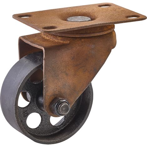 SOTECH Möbelrolle ROSTOCK Ø 70 mm Antik Rostoptik bis 25 kg Tragkraft pro Rolle, 1 Stück