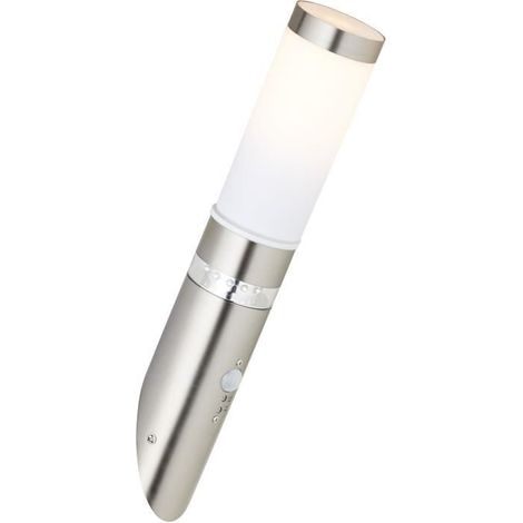 Brilliant Bole G46798/82 Applique extérieure avec détecteur de mouvement Ampoule halogène E27 60 W acier inoxydable S33916 (1/5)