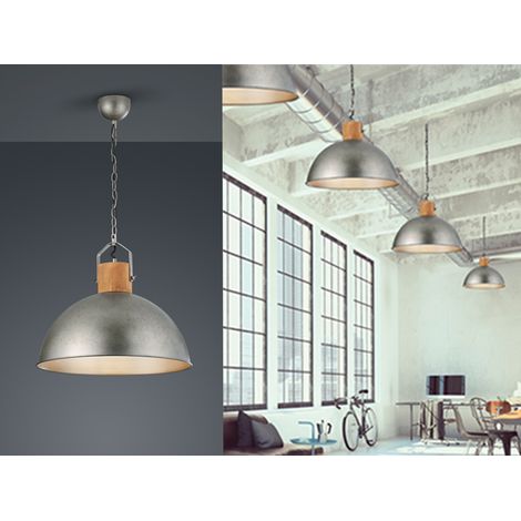 LED Pendelleuchte mit Metall Lampenschirm und Holzelement, Ø 45cm (1/5)