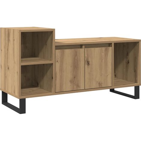 Pratico porta TV in legno ingegnerizzato con ampio spazio di archiviazione 100 x 35 x 55 cm rovere artigianale 020051155