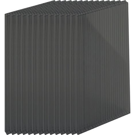 Relaxdays Set 14 lastre a doppia parete 4 mm, per serra, 121x60,5 cm, policarbonato, antracite