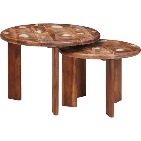 Mesas de Café Nido 2 pcs Multicolor Madera reciclada maciza vidaXL