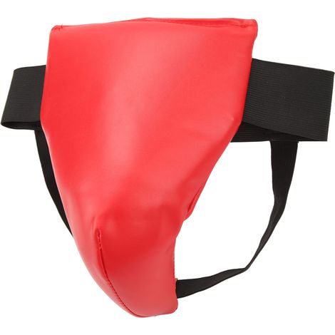 Protège-aine boxe kickboxing entraînement absorbeur de chocs coquille ventilée ajustable ceinture abdominale rouge taille S (1/5)
