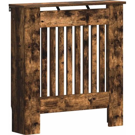 Cache-radiateur en bois design moderne avec rangement 78 x 19 x 81,5 cm en bois chêne fumé (1/5)