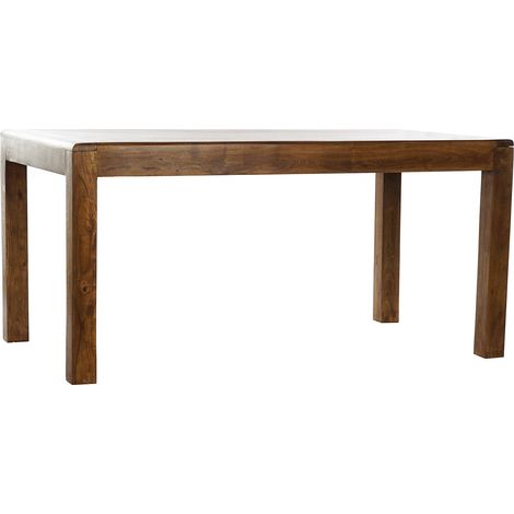 Table à manger / table repas rectangulaire en acacia coloris marron - Longueur 160 x Hauteur 76 x Profondeur 90 cm -PEGANE- (1/4)