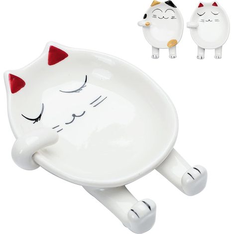 Repose-cuillère TOP-HILL, repose-cuillère en céramique en forme de chat rouge mignon, support de cuillère pour plaque de cuisson, accessoire de cuisine chat, repose-cuillère pour plan de travail, déco (1/5)