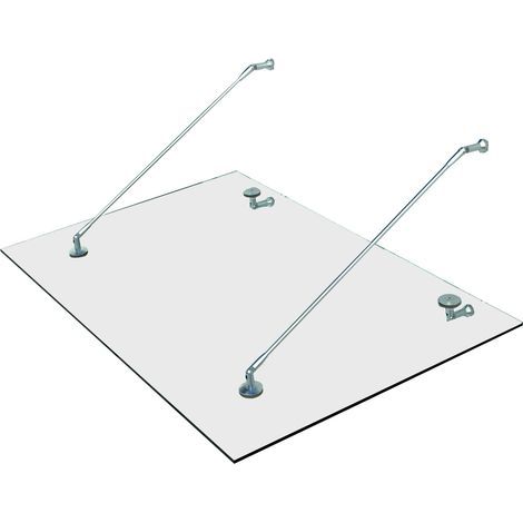 Auvent verre porte trempé acier inoxydable 304 verre clair, 150x90 cm (1/4)