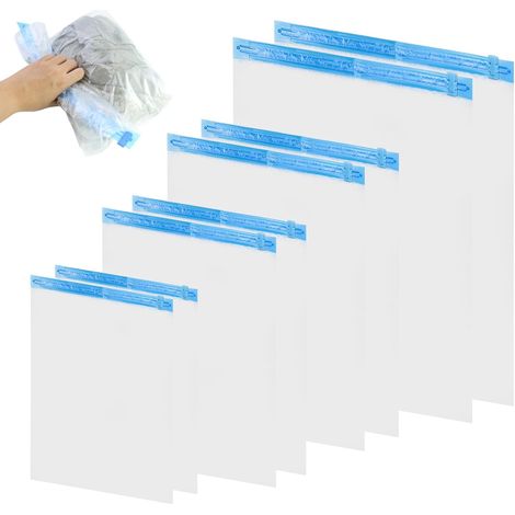 Lot de 8 sacs sous vide pour vêtements, en 4 tailles, sacs étanches, s, pour rouler les voyages et le sac à dos, 50 x 70, 40 x 60, 50 x 35, 40 x 50 cm (1/5)