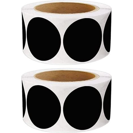 Étiquettes autocollantes rondes noires de 5 cm (2 pouces) avec surface inscriptible pour l'inventaire, le stockage, l'organisation et le déménagement (1/5)