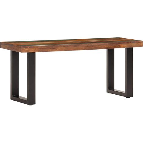 vidaXL Banco de madera maciza reciclada y acero 110 cm (1/5)