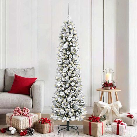Künstlicher Weihnachtsbaum mit 300 LEDs mit Ständer Weiß 180 cm