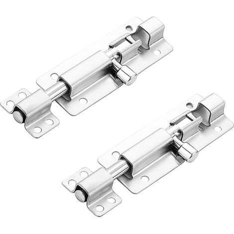 Set di due serrature per porte in acciaio inox color argento da 7,6 cm (3 pollici) con scrocco scorrevole, adatte per bagni, patii, garage, capanni e porte interne. (1/5)