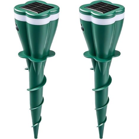 Lot de 2 répulsifs à taupes solaires à ultrasons, spirale anti-campagnols, résistant aux intempéries pour jardin (1/5)