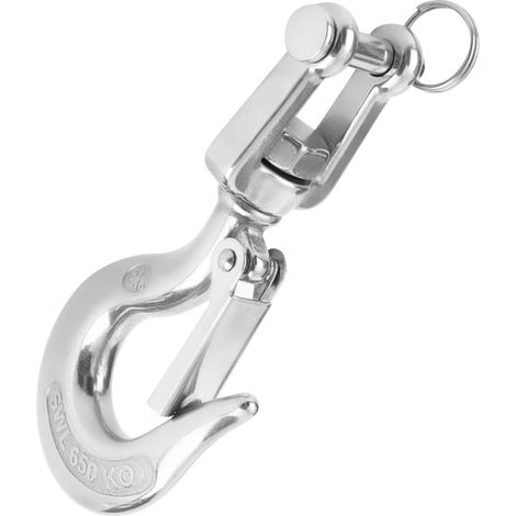 Crochet de levage pivotant en acier inoxydable 304 avec accessoire de gréement à loquet (650 kg) (1/5)