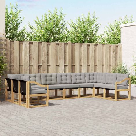 Teenpull – Outdoor-Sofagarnitur 10 Stk. Weiß und Hellgrau (1/5)