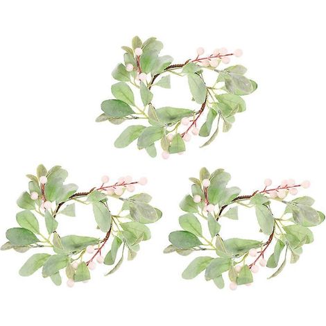 Couronne de bougies décorative en eucalyptus, lot de 3, pour les propriétaires d'intérieur, avec de belles couleurs multicolores et une touche festive pour les occasions spéciales. (1/5)
