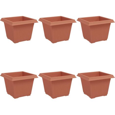 Maison Exclusive - Quadratischer Blumentopf 6 pcs Ziegelrot 23 x