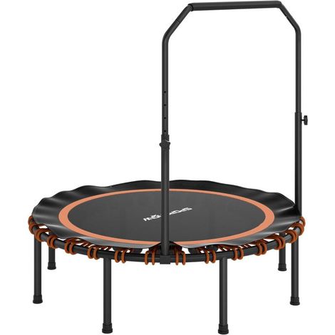 Trampoline de fitness avec barre de maintien réglable, trampoline sportif pour une utilisation intérieure et extérieure, acier, plastique, orange