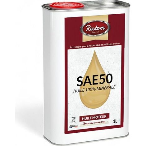 Restom - Huile moteur pour véhicules anciens SAE 50 - 1L