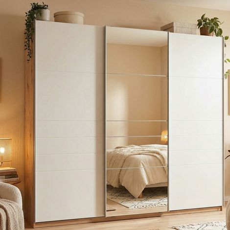 Armario Grande Carasco, Habitación, Perchero, 6 Estantes, 3 Puertas, 262,5x224h cm Blanco Mate (1/5)
