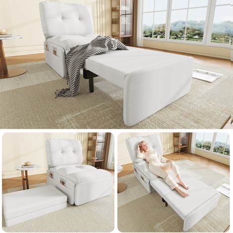 poltrona divano letto 80x165 estraibile compatta bianca HAVRYA